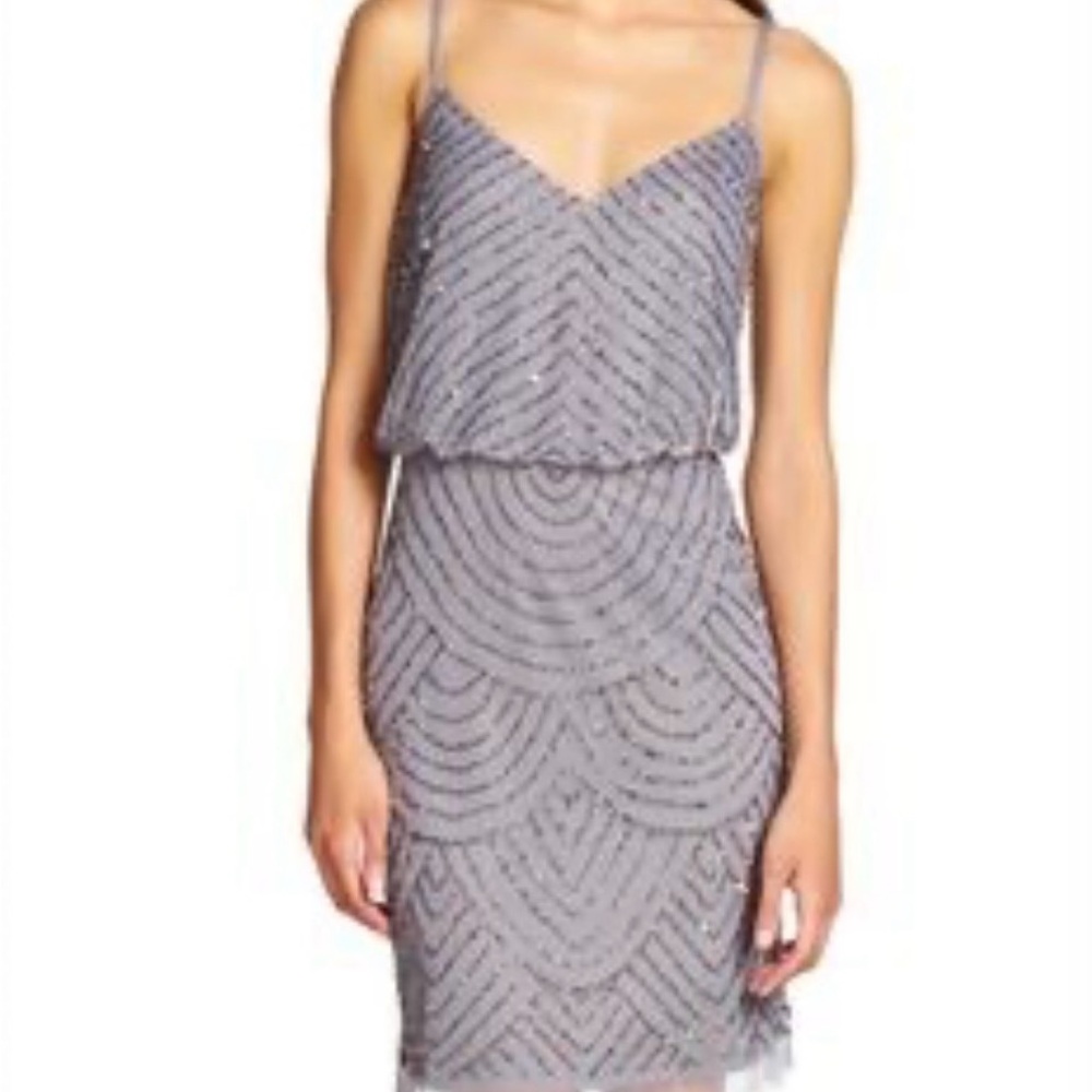 Adrianna Papell Art Deco Style Dress - Women’s Size 10 - Dusty grey/purple - Picture 2 of 16